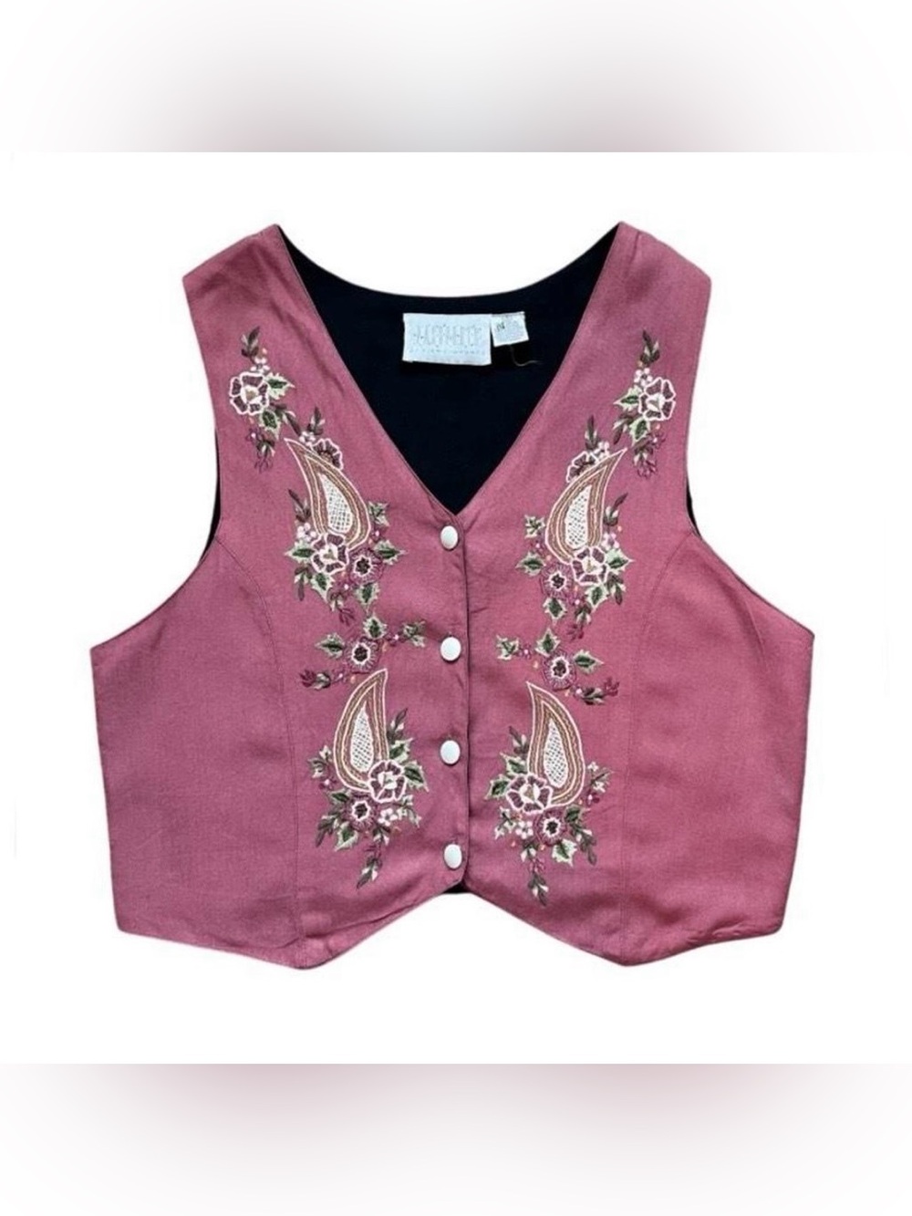 vintage embroidered paisley & floral vest